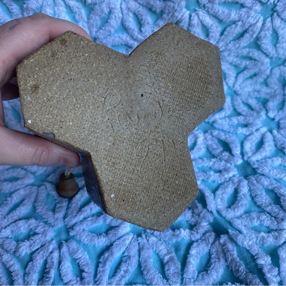 Vintage Pottery oil lamp 3 burner signed glazed - Picture 6 of 9